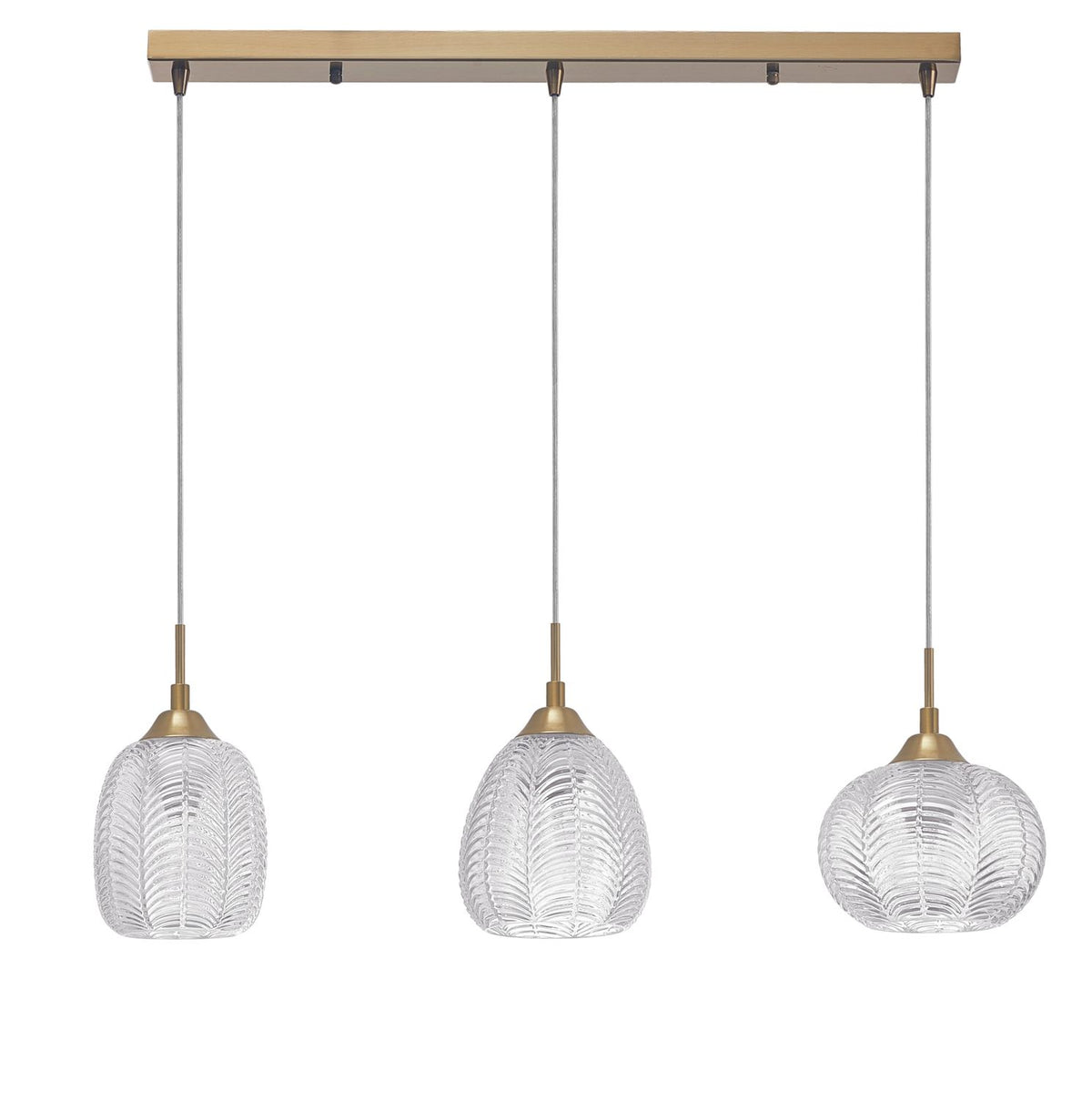 Suspension Vario 3 lumières dorée, verre (9191543)