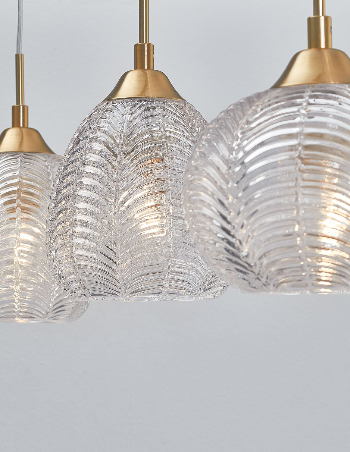 Suspension Vario 3 lumières dorée, verre (9191543)