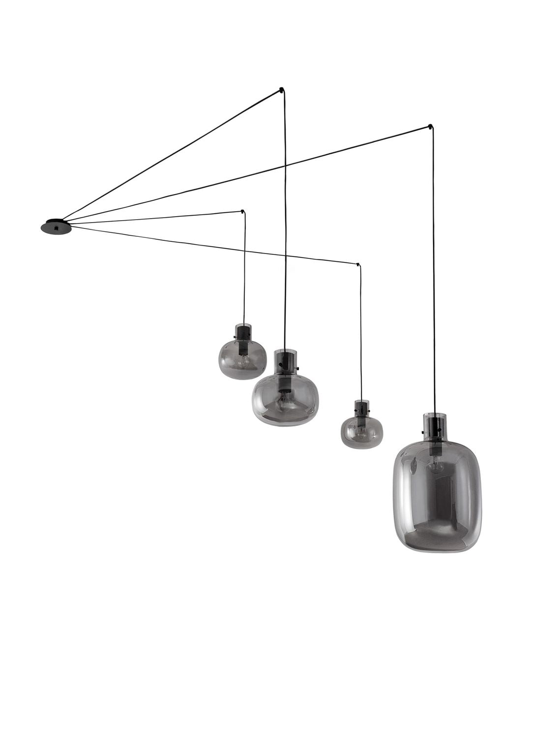 Suspension Cinzia 4 lumières noire, verre