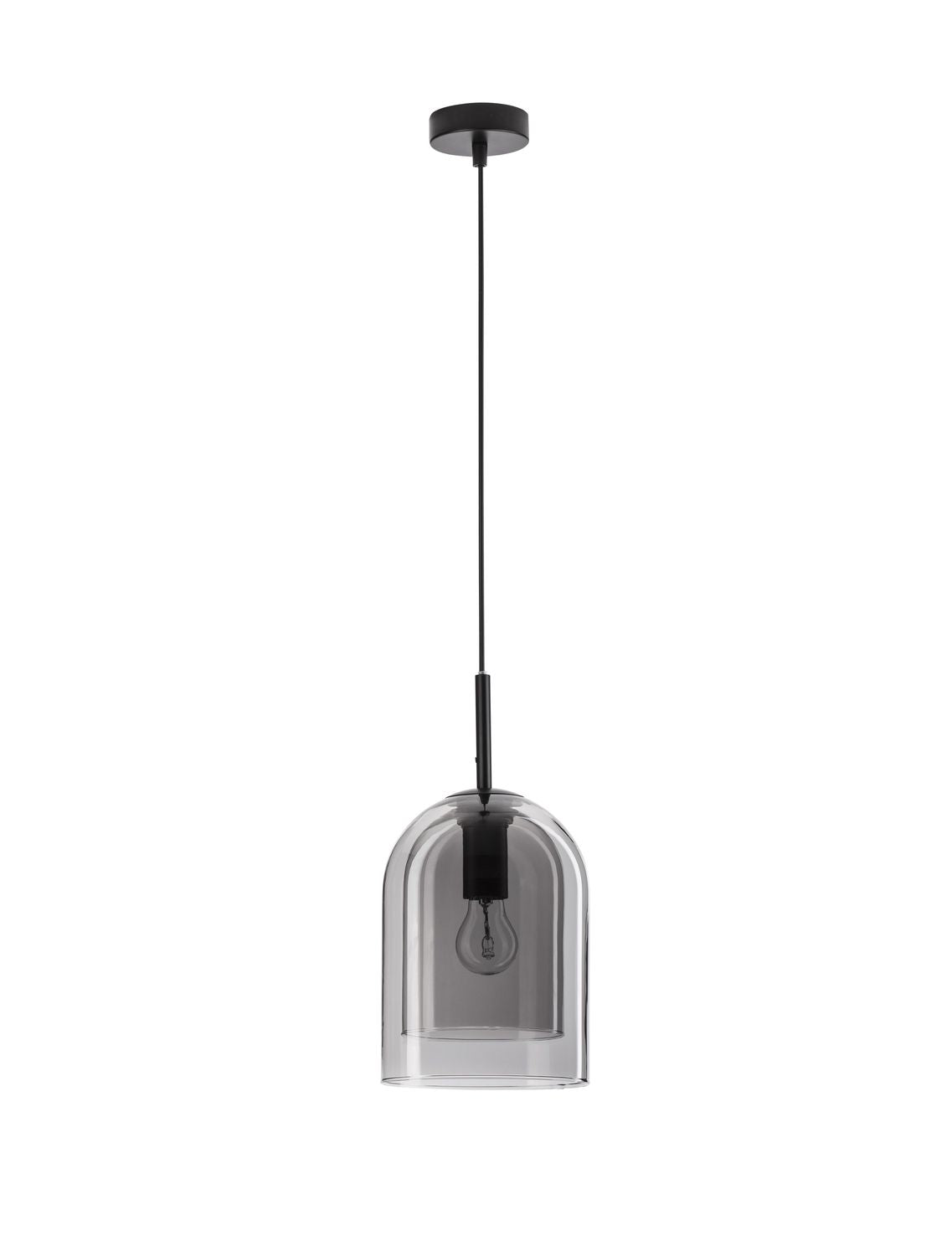 Suspension Velor noire et fumée, verre