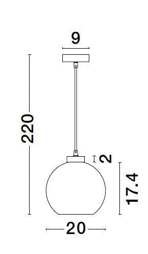 Suspension Palmer noire, verre