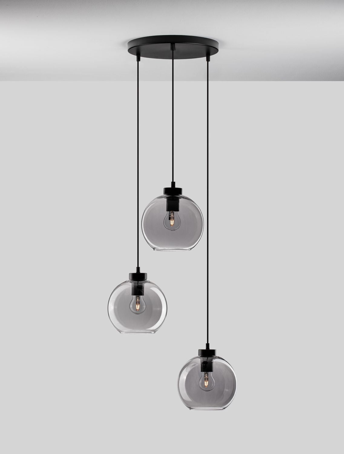 Suspension Palmer 3 lumières noire, verre (9241140)