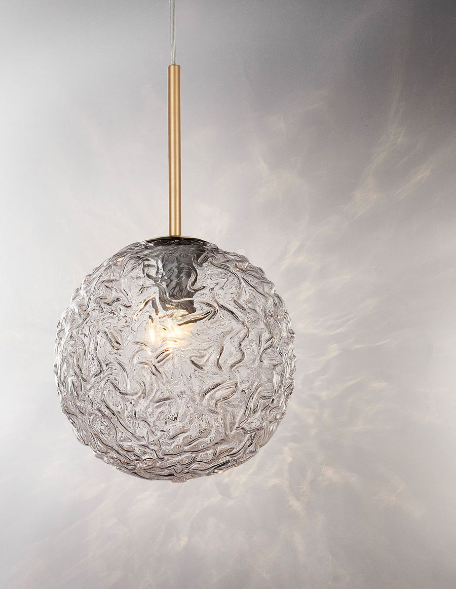 Suspension Mirano dorée et transparente, verre