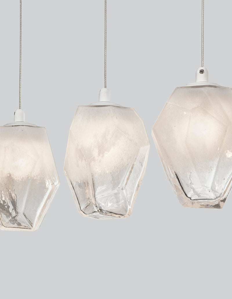 Suspension ICE 5 lumières blanche, verre (9260235)