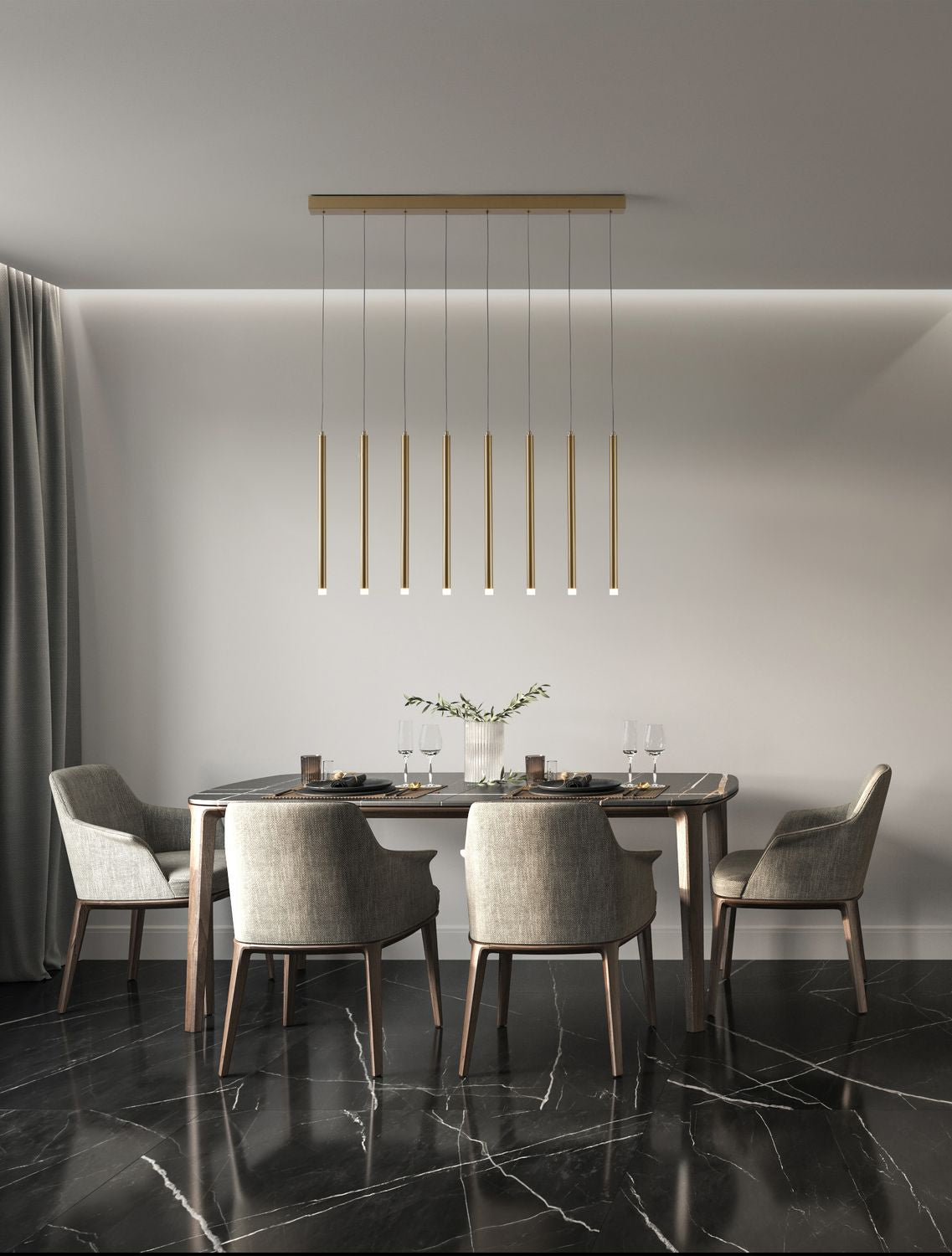 Suspension Trimle dorée, H 180 cm