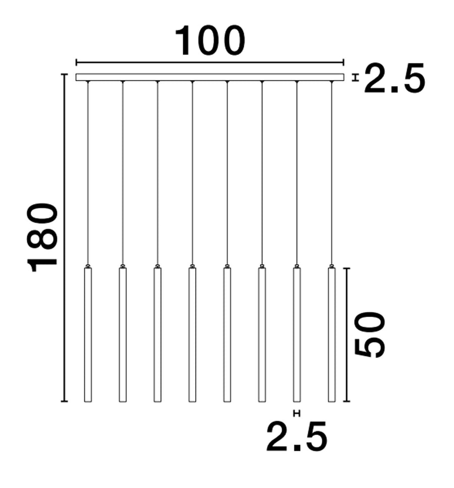 Suspension Trimle dorée, H 180 cm