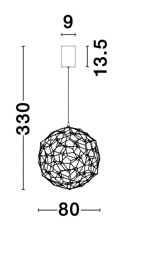 Suspension Sole dorée, H 330 cm