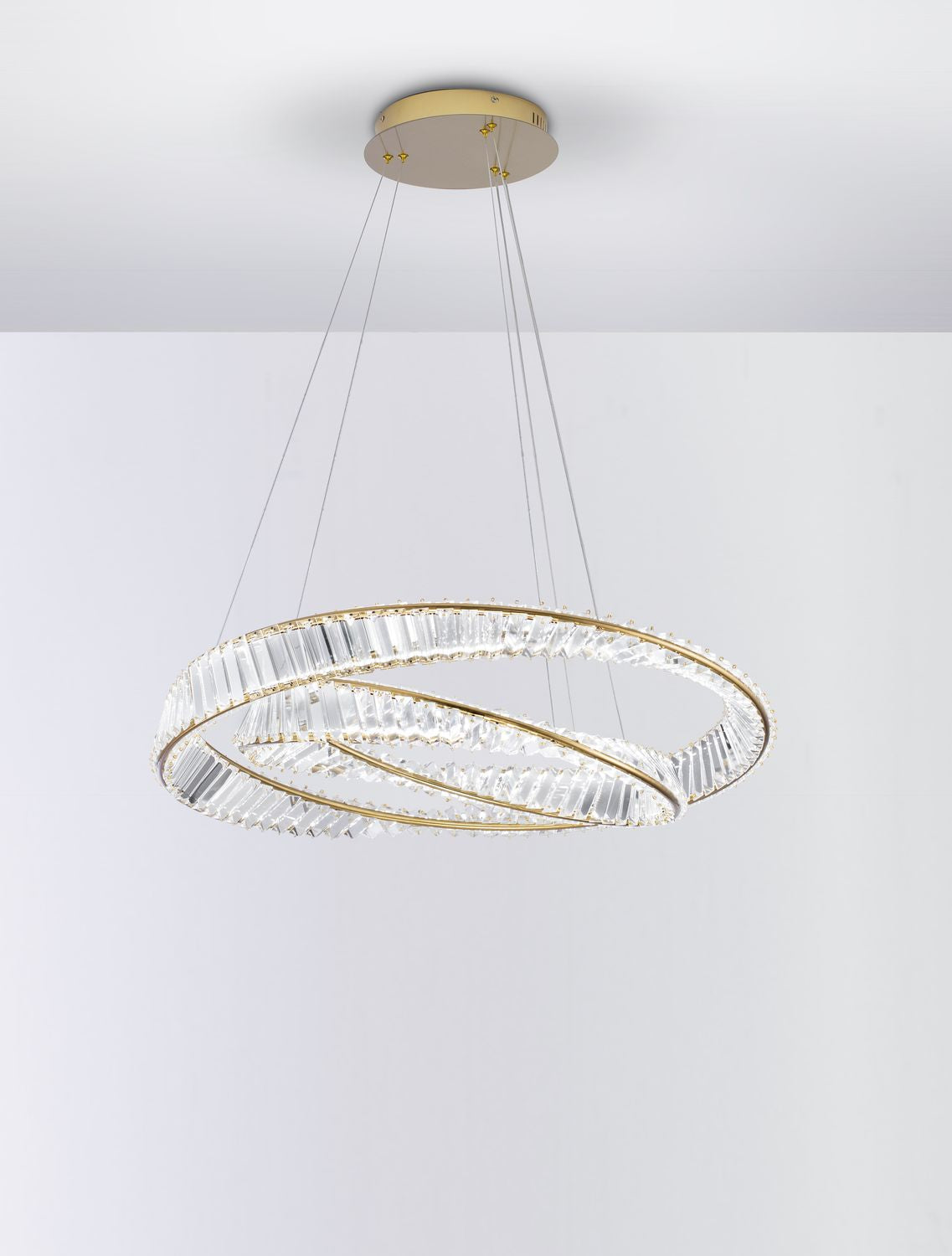 Suspension Aurelia dorée, cristal, H 150 cm (9333063)