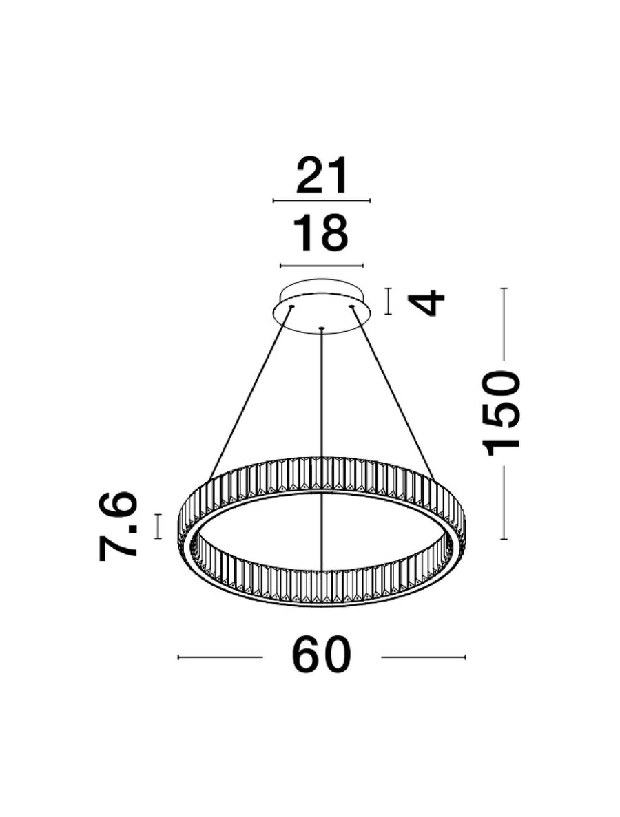 Suspension Aurelia chromée, cristal, H 150 cm (9333066)