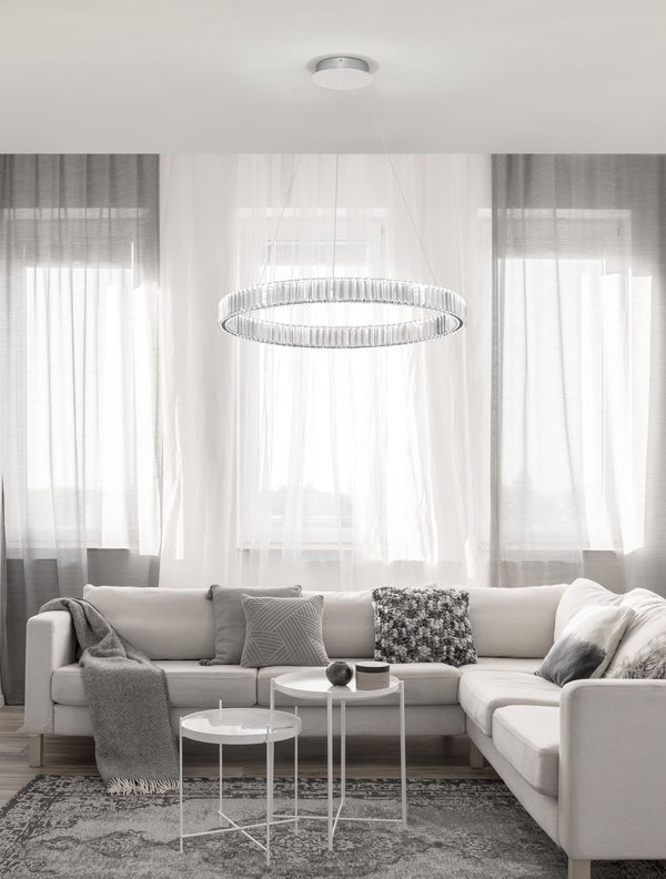 Suspension Aurelia chromée, cristal, H 150 cm (9333067)