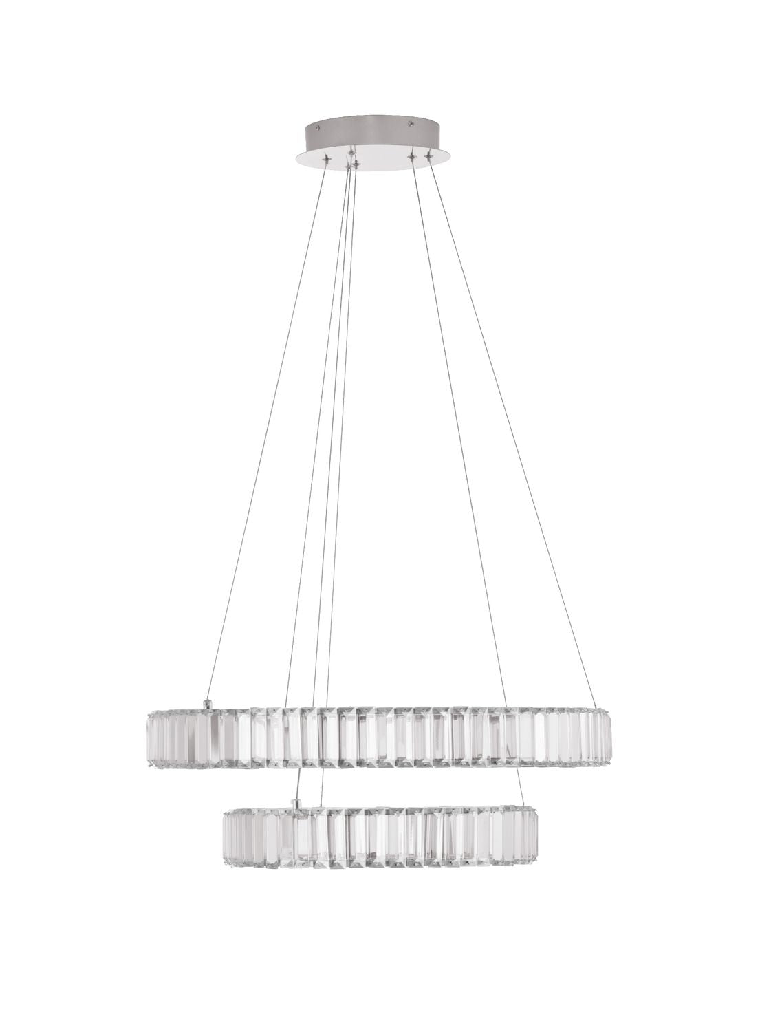 Luminaire seul sur fond blanc, montrant les deux cercles de prismes