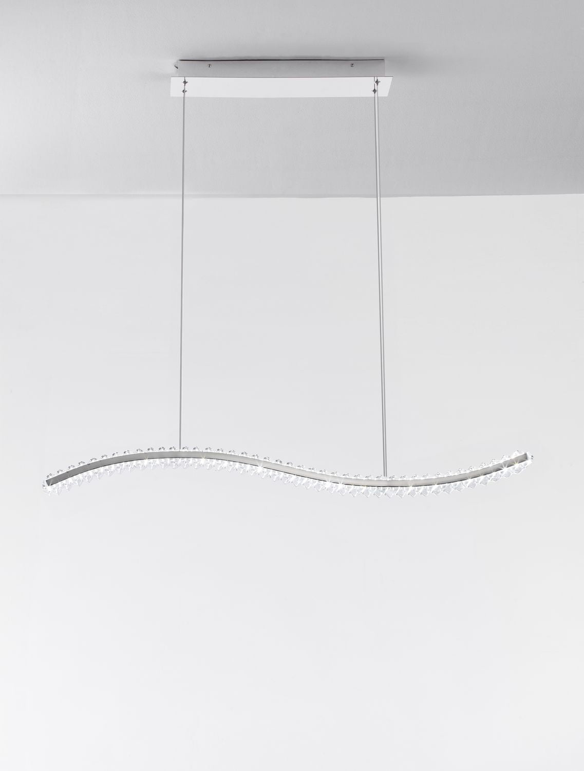 Suspension Aurelia chromée, cristal, H 150 cm (9333070)
