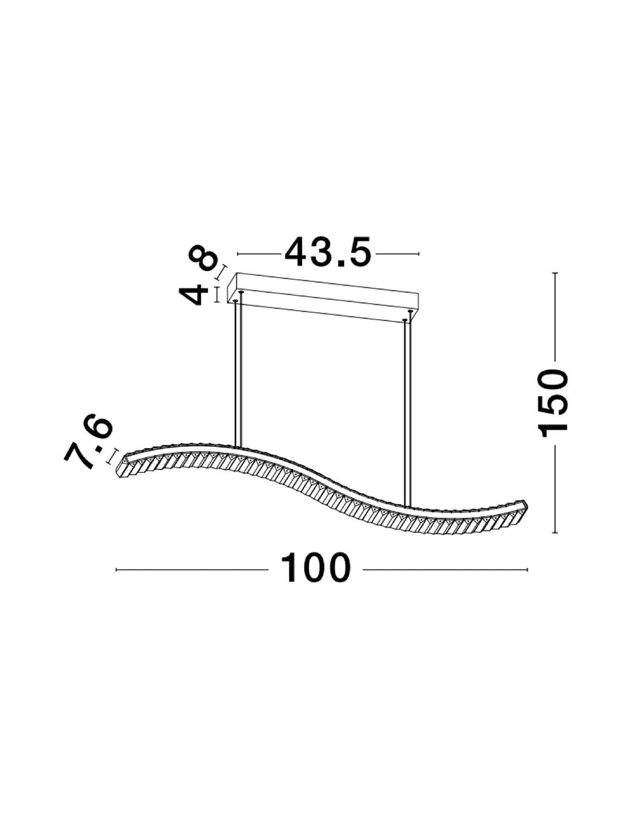 Suspension Aurelia chromée, cristal, H 150 cm (9333070)