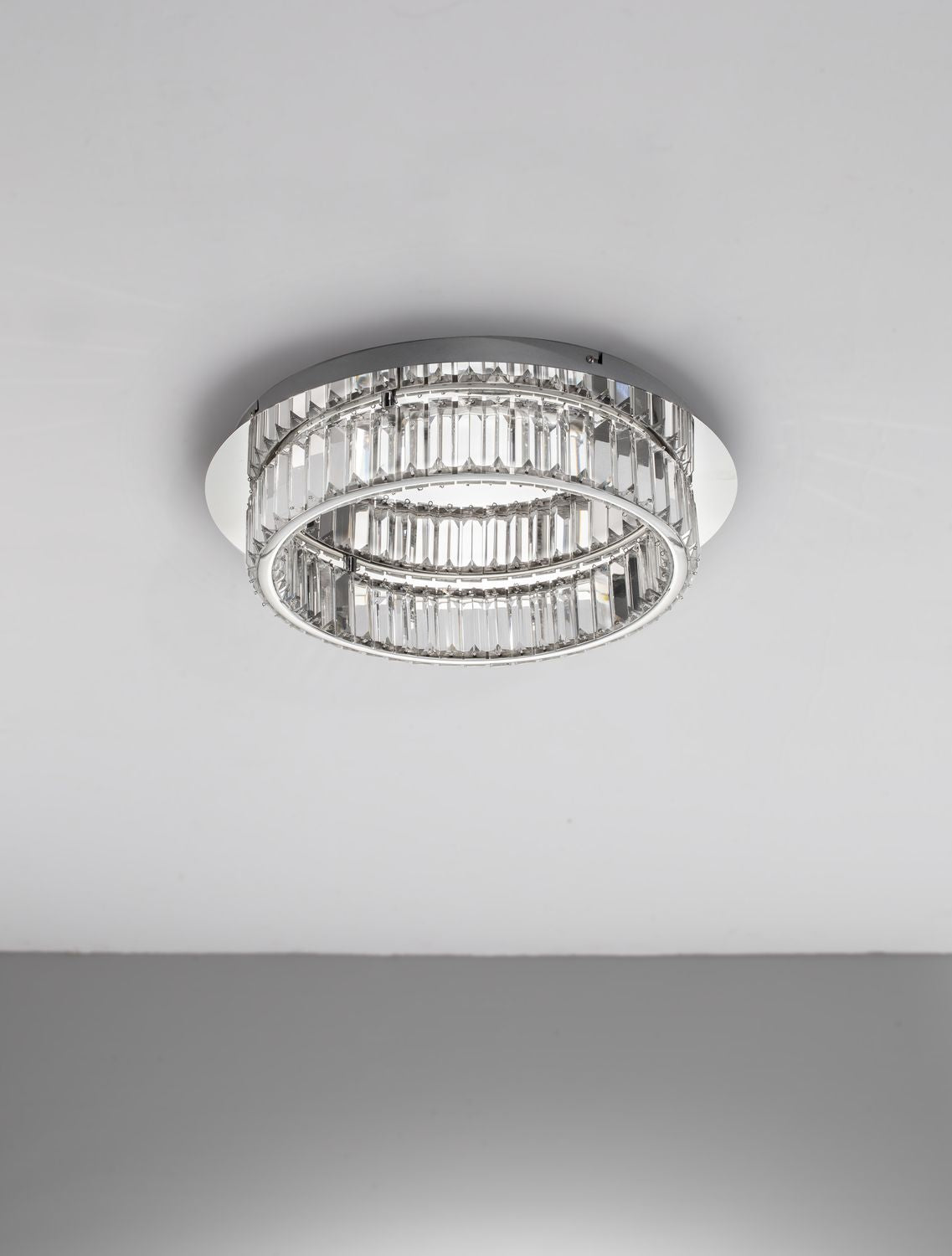 Plafonnier Aurelia chromé, cristal, Ø 50 cm