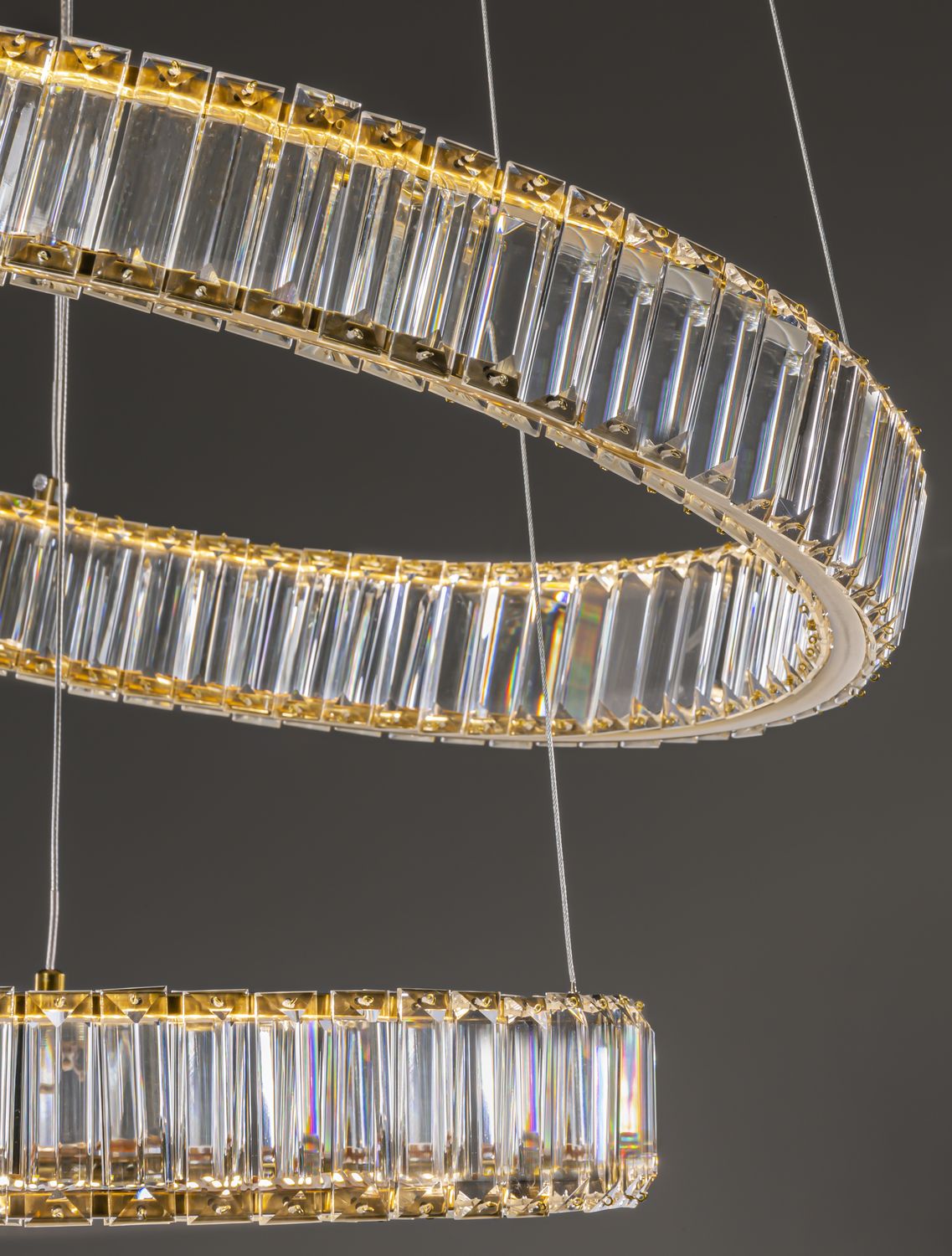 Suspension Aurelia dorée, cristal, H 150 cm (9333077)