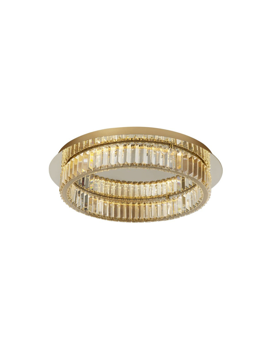 Plafonnier Aurelia doré, cristal, Ø 50 cm