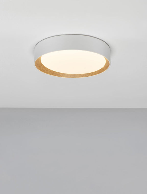 Plafonnier Stake blanc, bois, Ø 35 cm