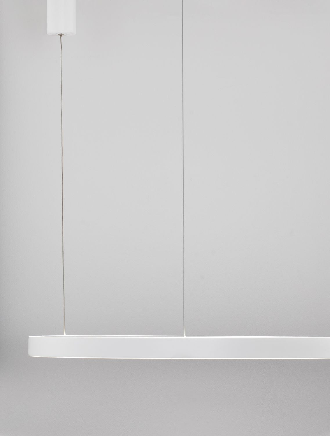 Vue de profil de l'anneau blanc réduit à une ligne horizontale épurée