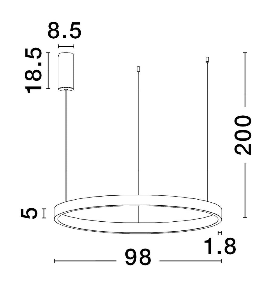 Suspension Elowen blanche, H 200 cm
