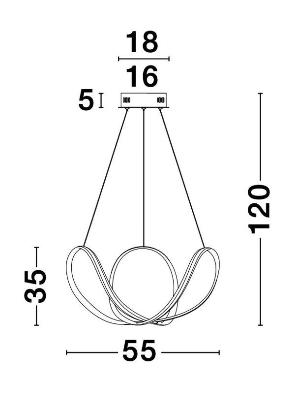 Schéma technique coté : hauteur 120 cm, largeur 55 cm, platine 18 cm