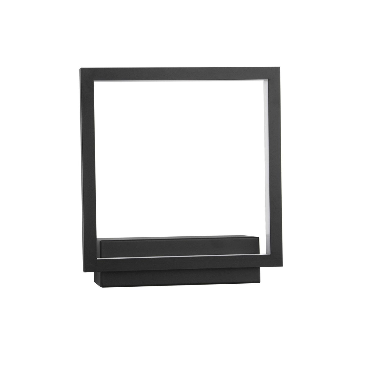 Vue de face du luminaire noir éteint, présenté sur fond blanc