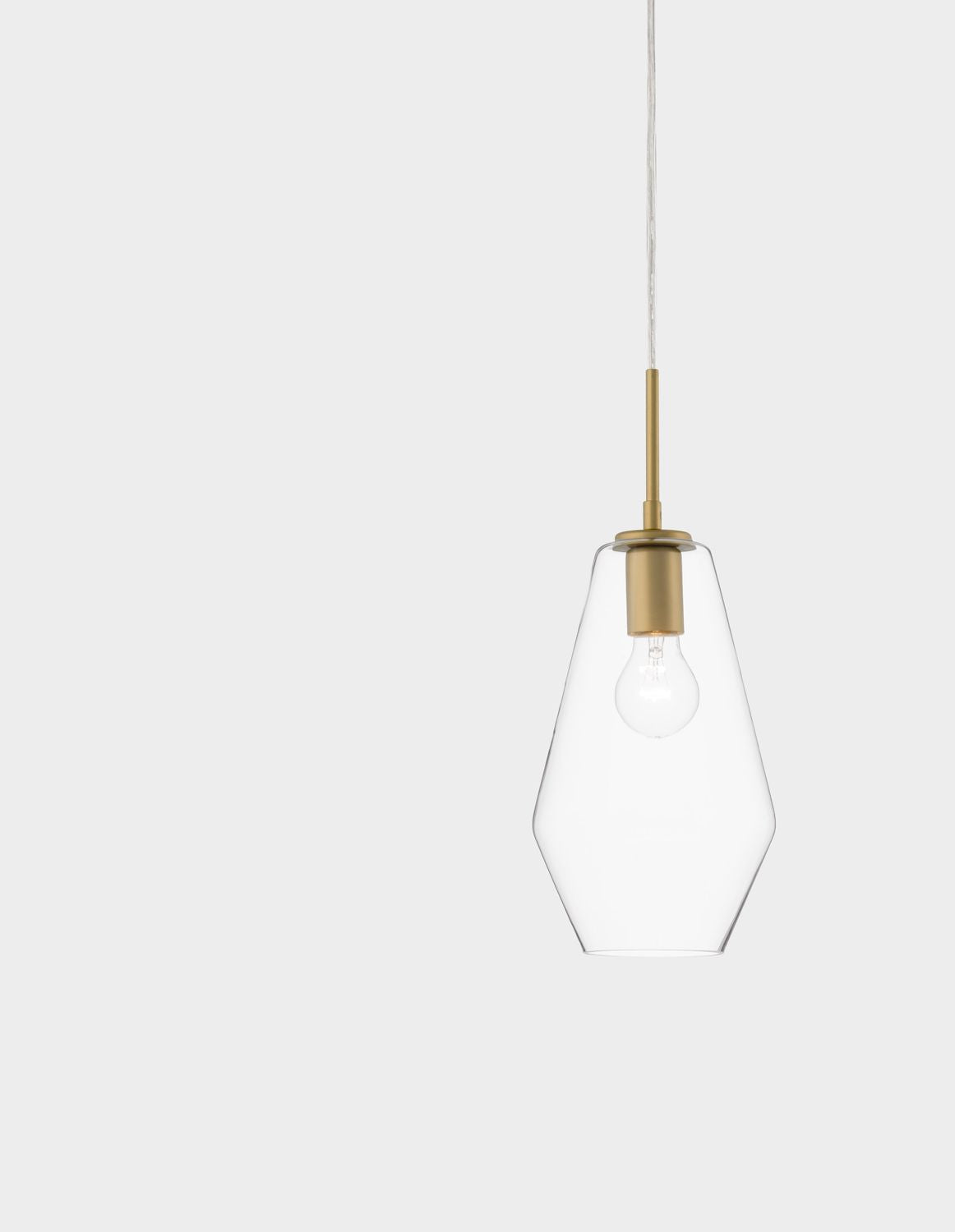 Suspension Prisma dorée, verre, H 120 cm