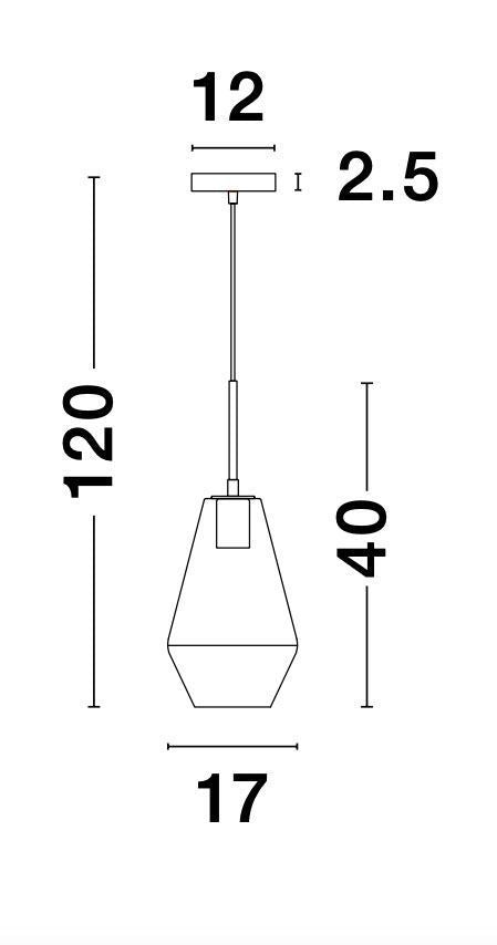Suspension Prisma dorée, verre, H 120 cm