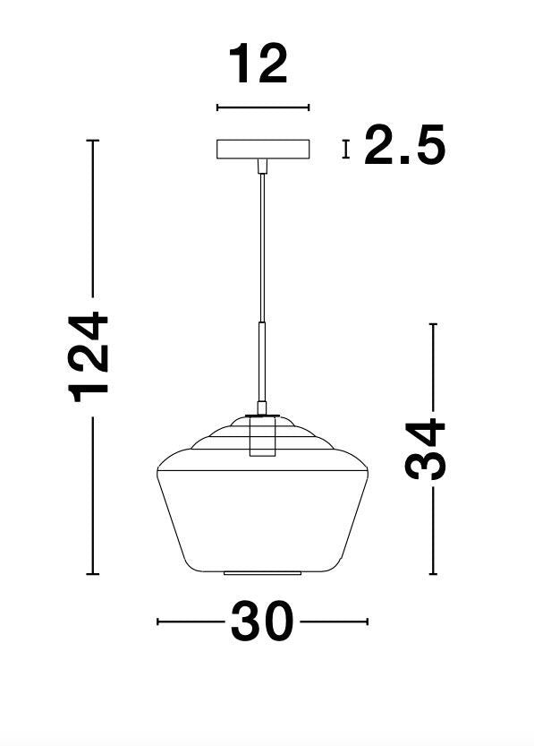 Suspension Prisma dorée, verre, H 124 cm