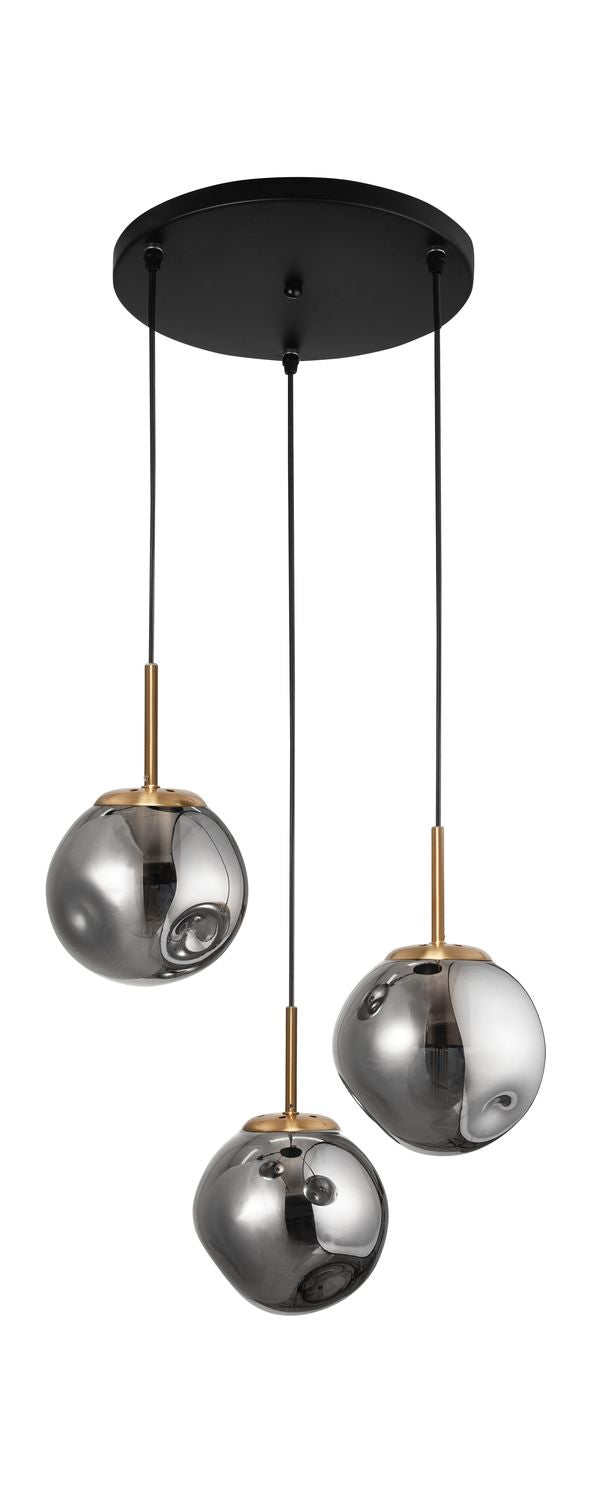 Suspension Spada 3 lumières dorée, verre