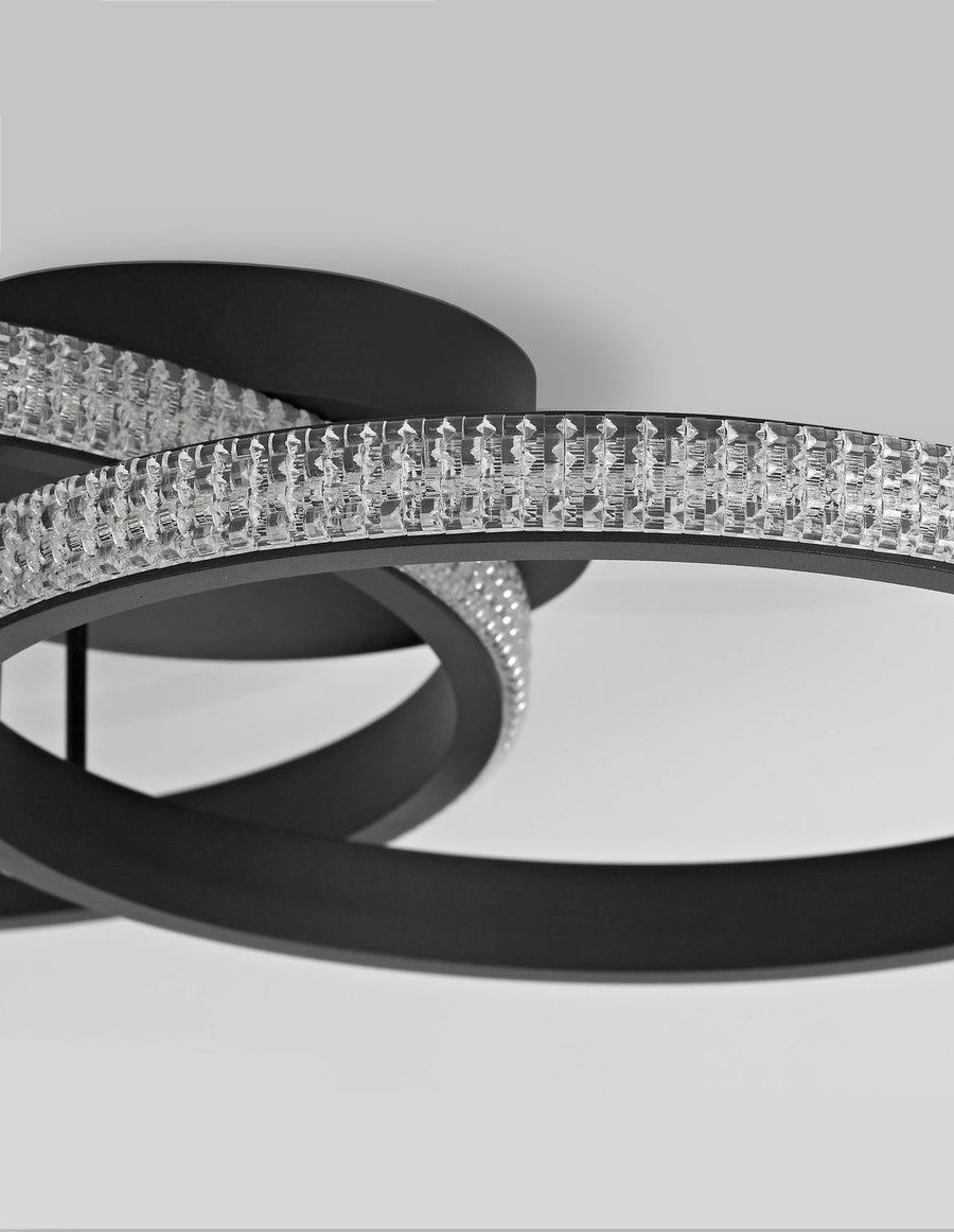 Détail rapproché du bandeau cristallin texturé et des cercles noirs superposés