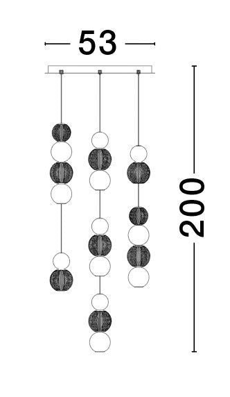 Schéma de dimensions indiquant une hauteur de 200 cm et une largeur de 53 cm