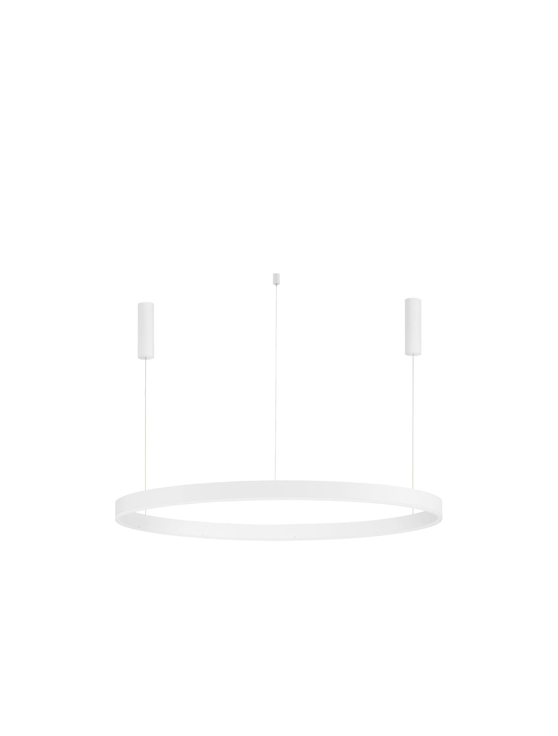 Vue de face du luminaire anneau blanc sur fond blanc uni