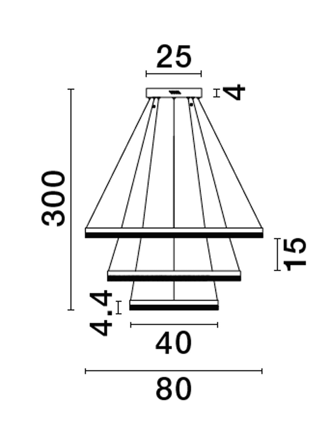 Suspension Adria noire, H 300 cm