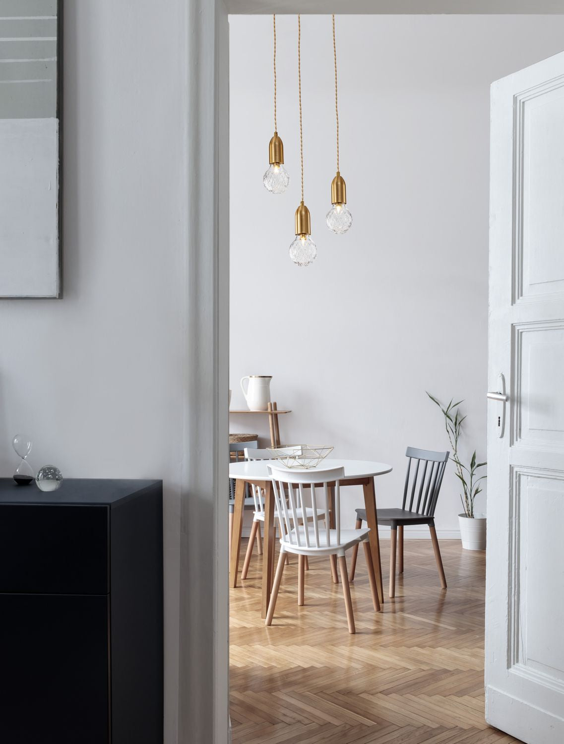 Suspension Veda 3 lumières laiton, verre