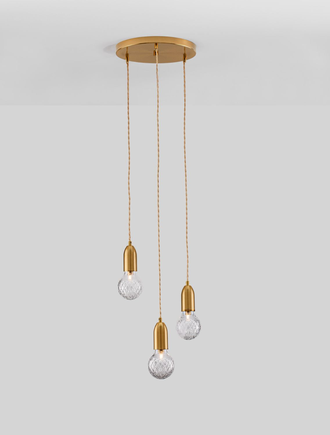 Suspension Veda 3 lumières laiton, verre