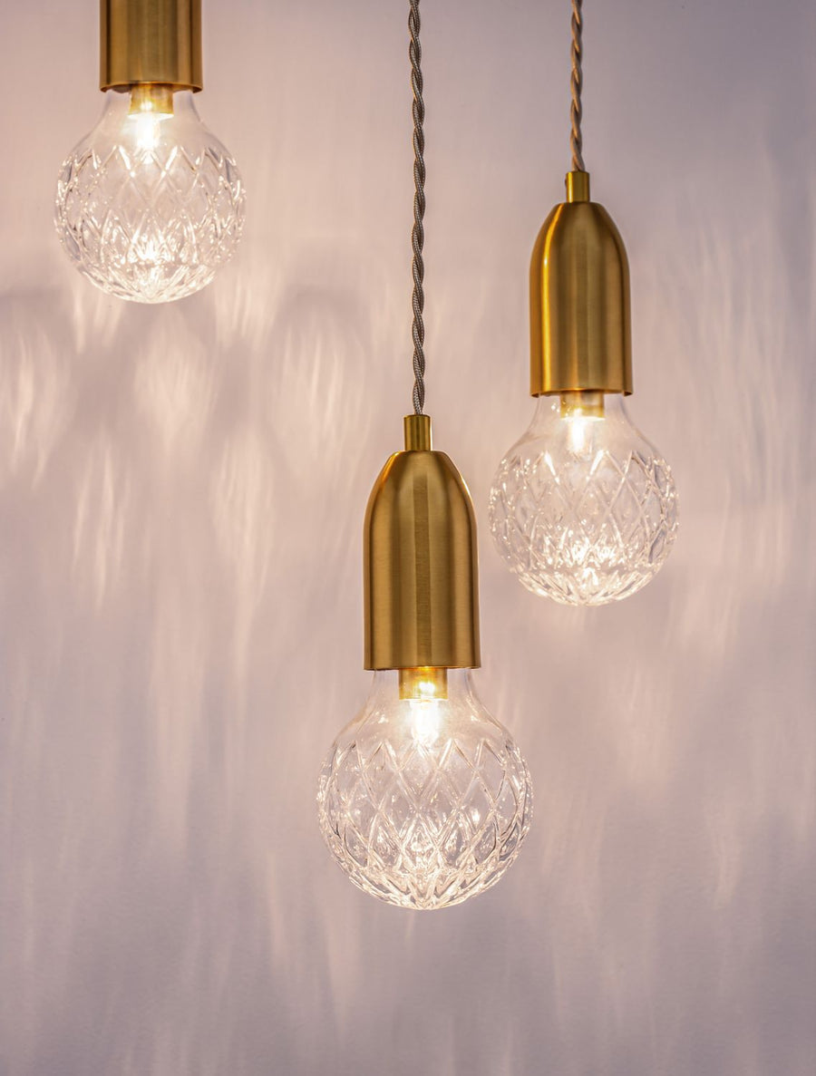 Suspension Veda 3 lumières laiton, verre