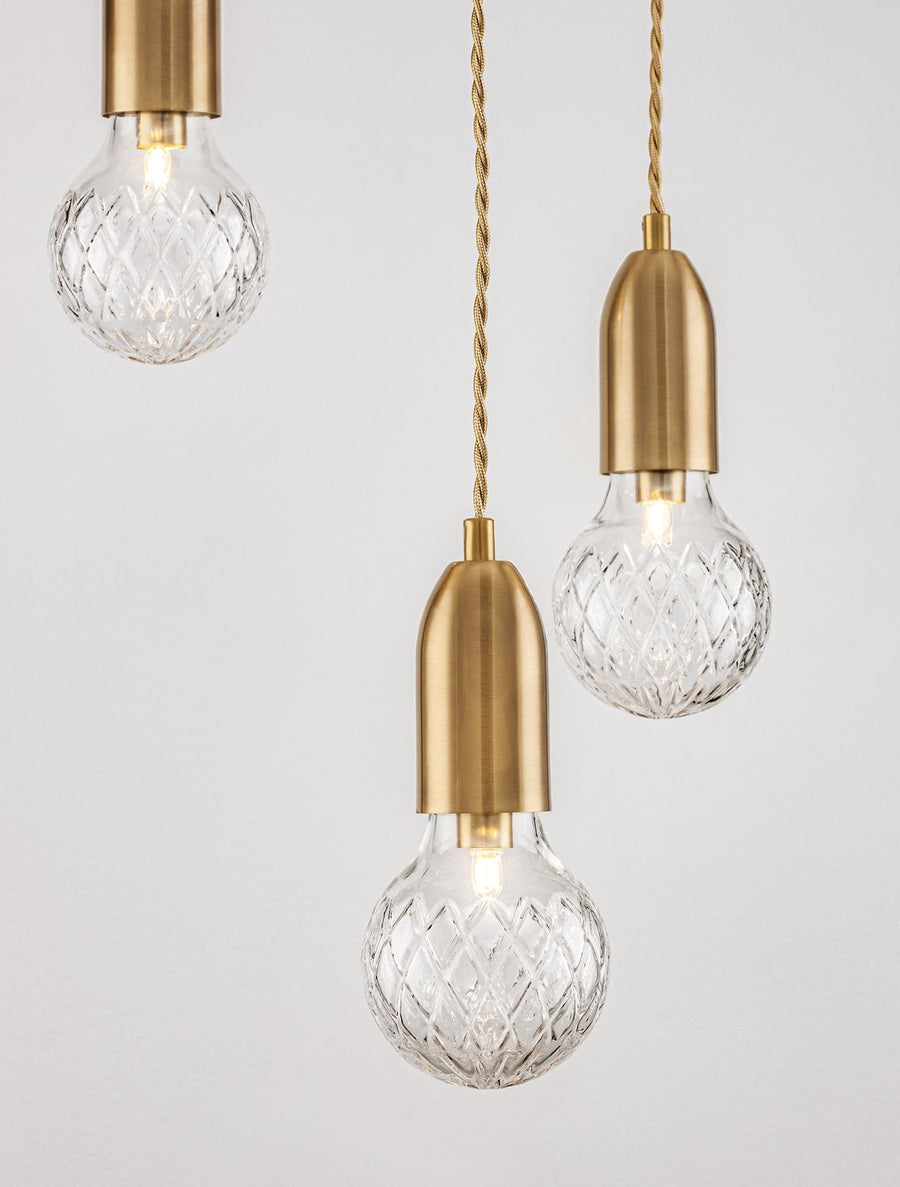 Suspension Veda 3 lumières laiton, verre
