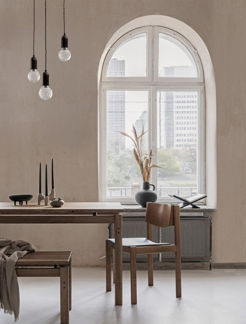 Suspension Veda 3 lumières noire, verre