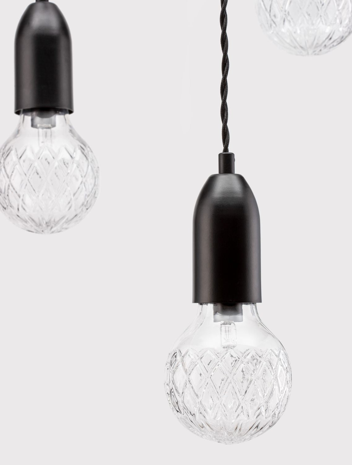 Suspension Veda 3 lumières noire, verre