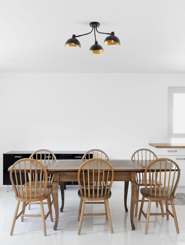 Plafonnier Geti 3 lumières noir, Ø 15 cm