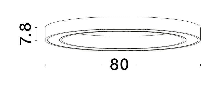 Schéma coté du plafonnier : diamètre 80 cm et hauteur 7,8 cm