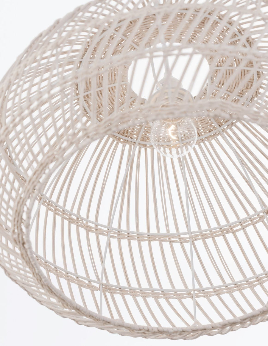 Suspension Melody crème, rotin