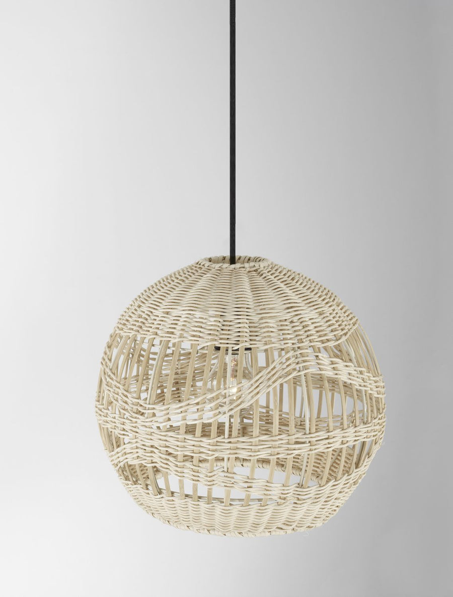 Suspension Marlo beige, rotin, H 195 cm