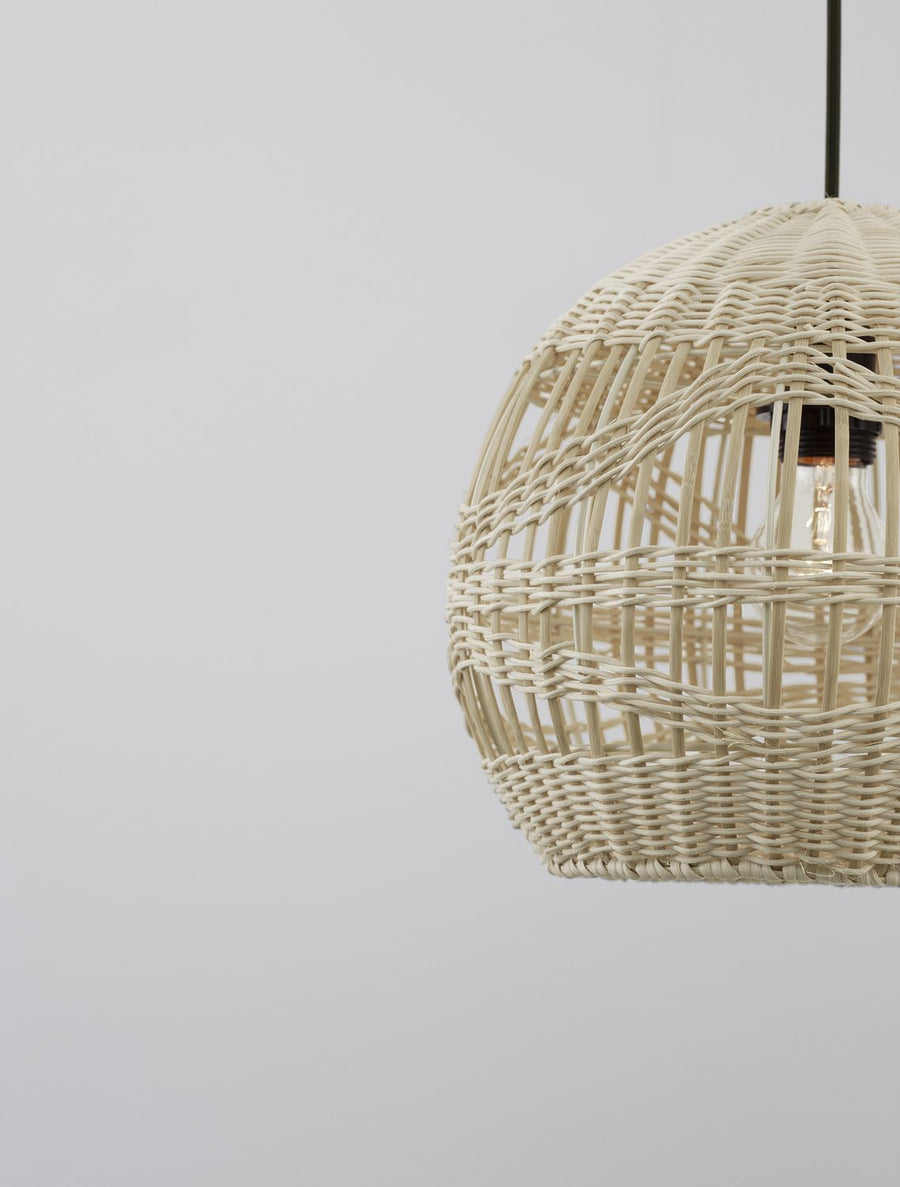 Suspension Marlo beige, rotin, H 195 cm