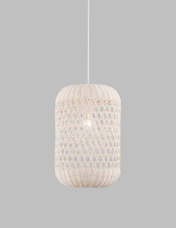Suspension Aurora crème, rotin