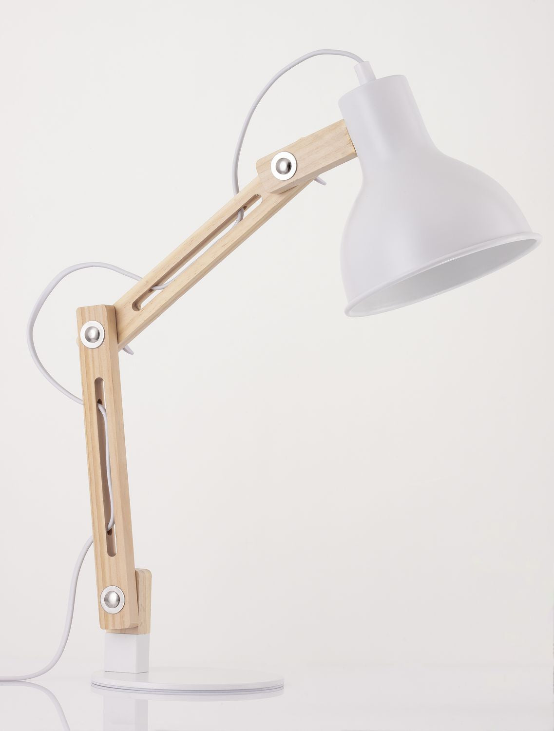 Lampe à poser Grou blanche, bois
