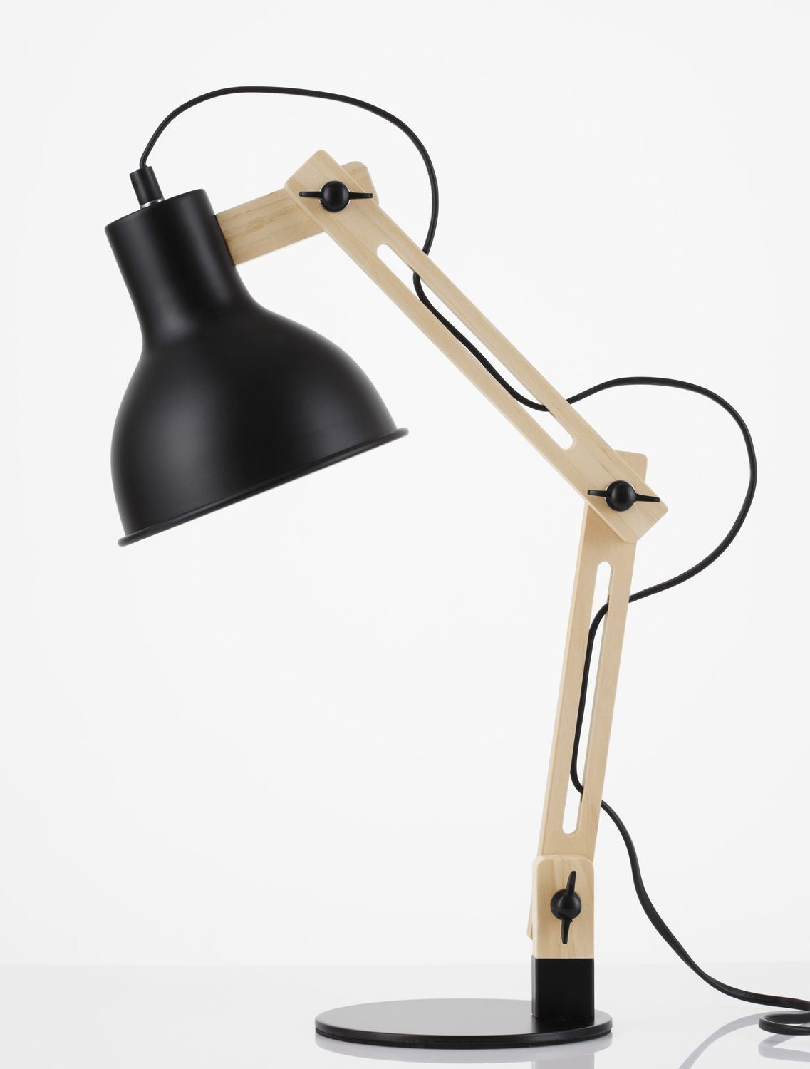 Lampe à poser Grou noire, bois