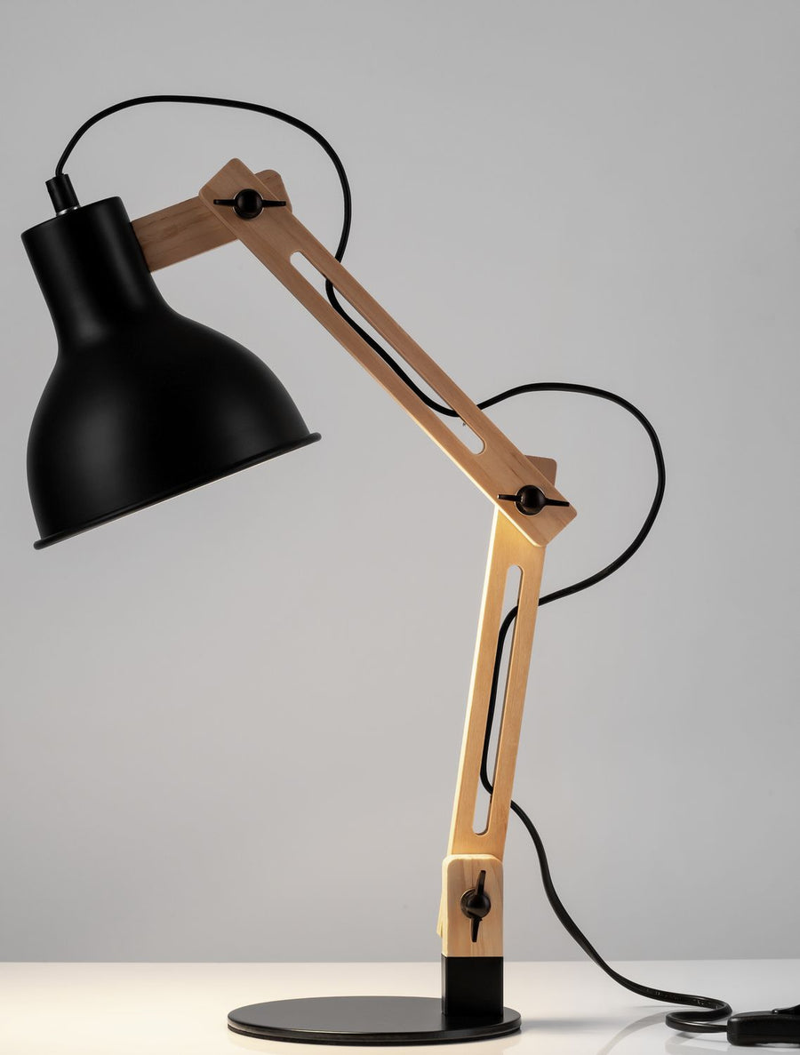 Lampe à poser Grou noire, bois