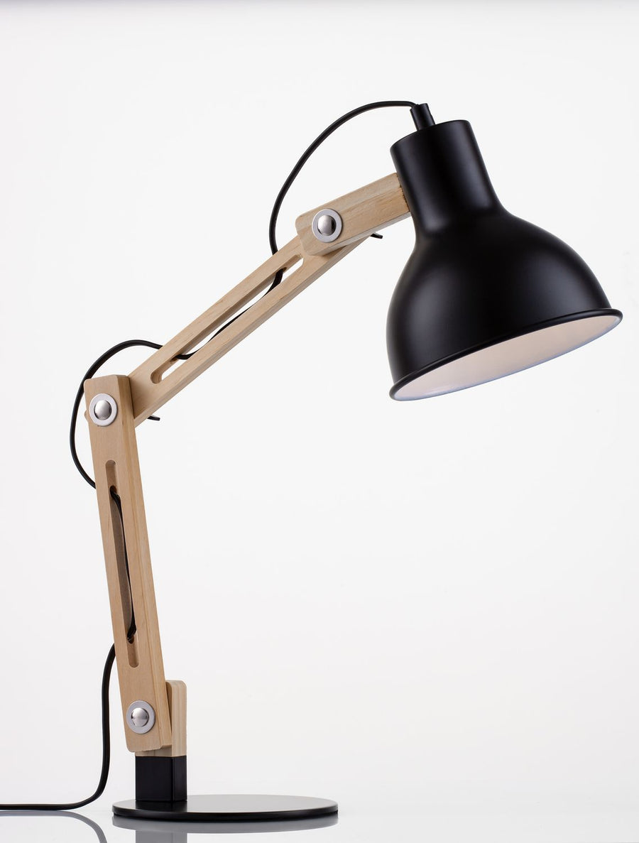 Lampe à poser Grou noire, bois