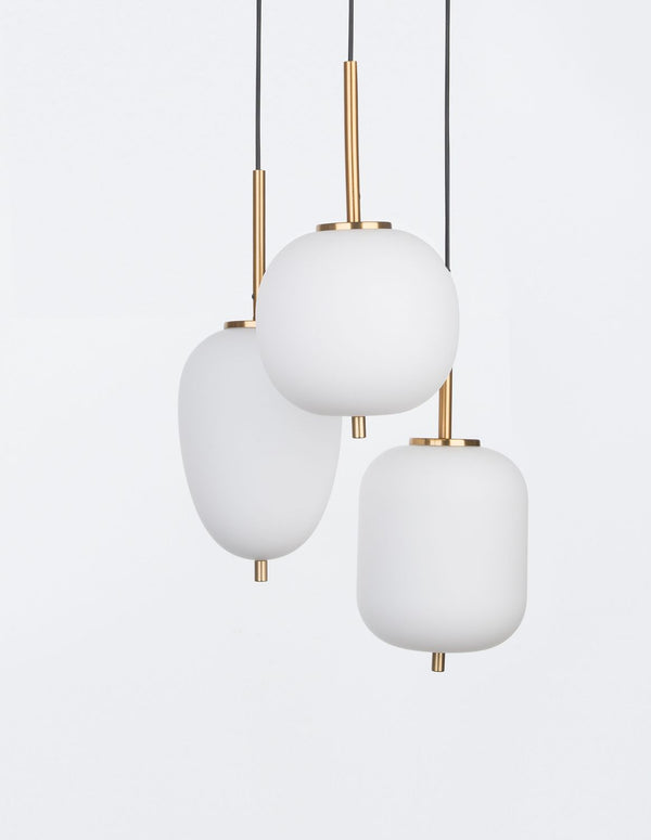 Suspension Lato 3 lumières dorée, verre (9624068)